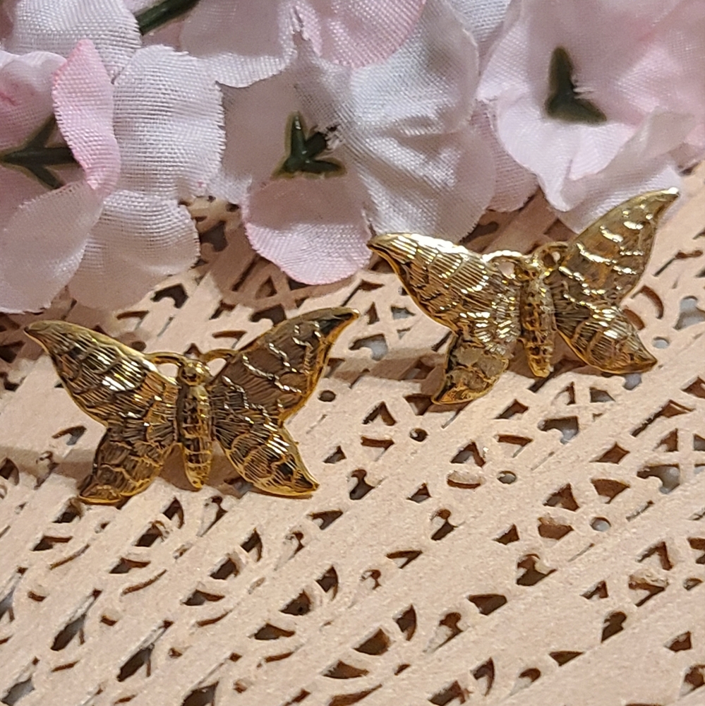 Gold Butterfly Earrings For Sale